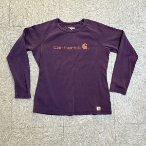 Carhartt Purple Logo Jersey Long Sleeve T-Shirt Cotton Crew Neck Women M